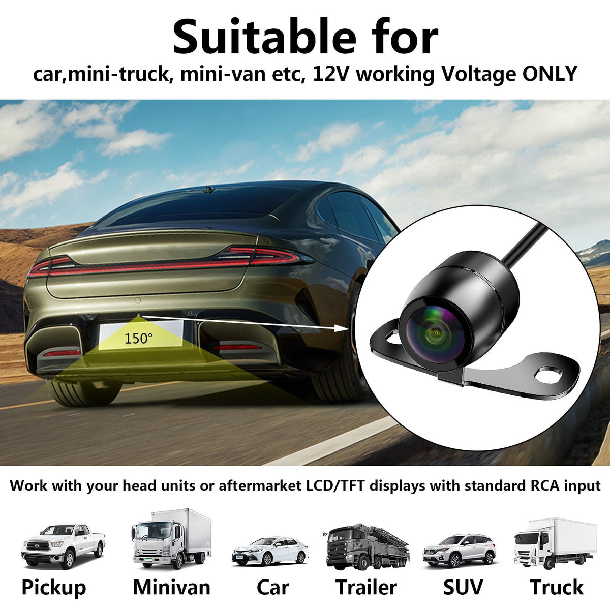 Universal Rear View Backup Camera Reverse Parking Cam HD Night Vision Waterproof3