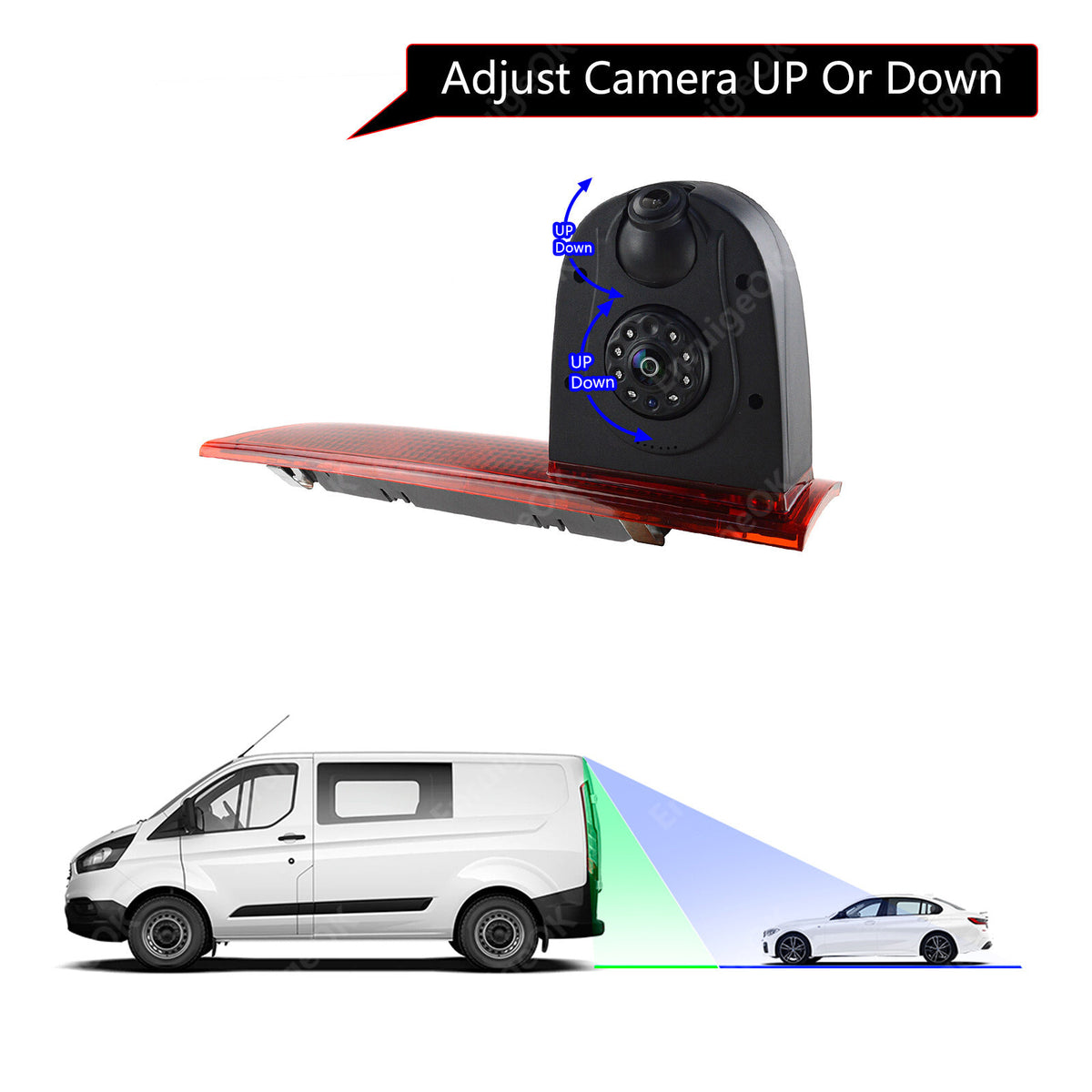 Dual Lens Brake Light Reverse Camera For Ford Transit Custom Van & 9" Monitor6