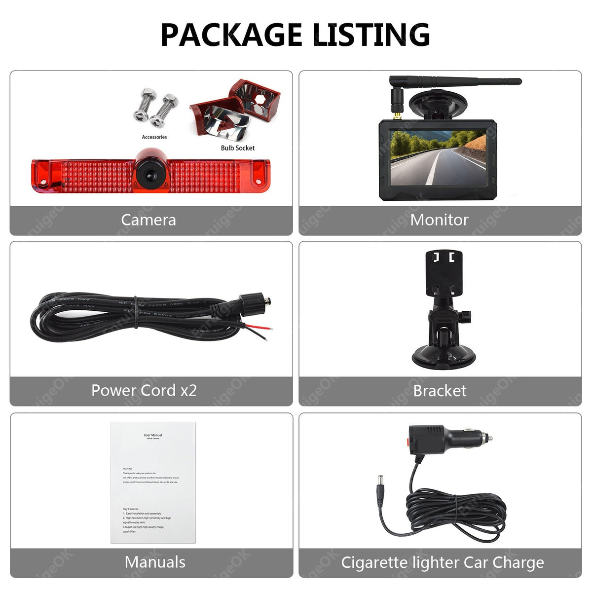 Wireless Brake Light Reverse Backup Camera For Chevrolet Express GMC Savana Van17