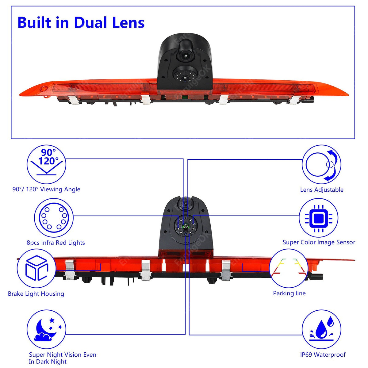 Dual Lens 3rd Brake Light Backup Camera Kit for Mercedes-Benz V-Class V260 V260L6