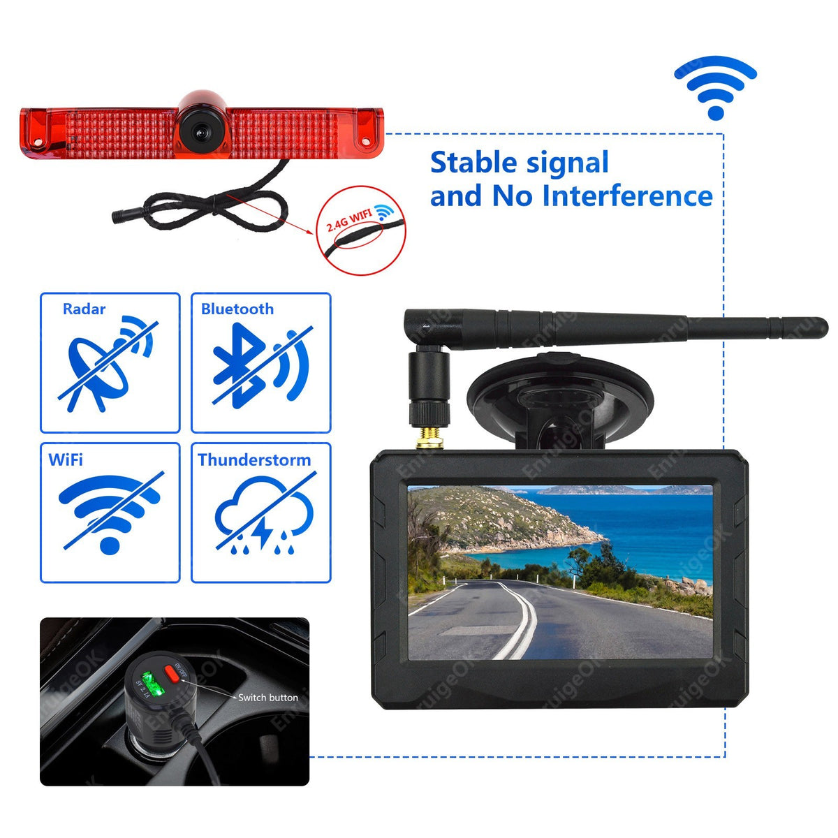 Wireless Brake Light Reverse Backup Camera For Chevrolet Express GMC Savana Van4