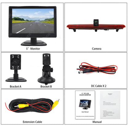 VW Transporter T5 T5.1 Brake Light Reverse Camera Tailgate Version & 5" Monitor18
