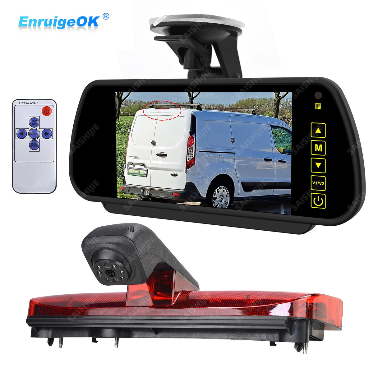 Rear Brake Light Reverse Camera For Ford Transit Connect 2014-2023 & 7" Monitor0
