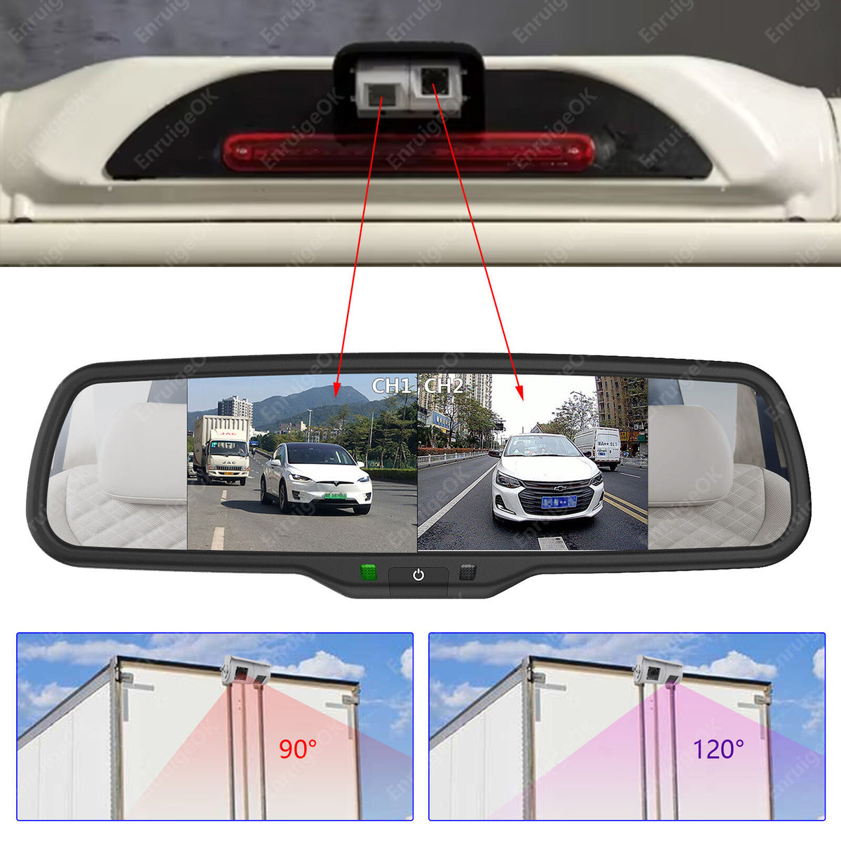 Dual Lens Reversing Camera & Split Screen Mirror Monitor Kit for Commercial Van4