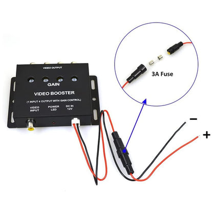 Video Splitter 1 To 4 Video Signal Booster Splitter Amplifier 1 Input 4 Outputs5