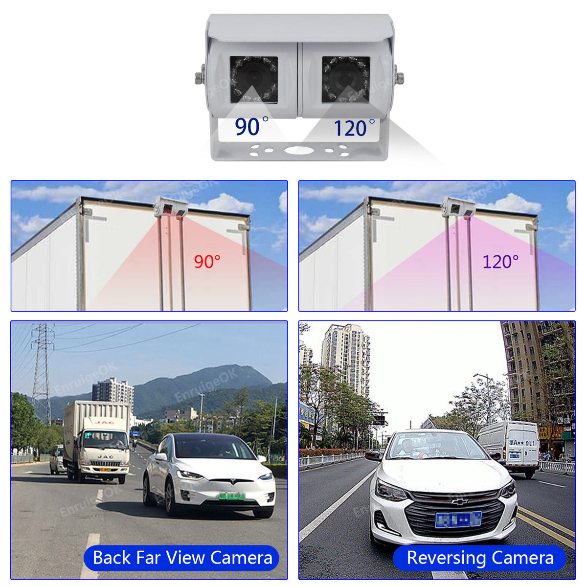 4PIN White Motorhome Van Dual Twin Reversing Reverse Rear View Parking Camera3