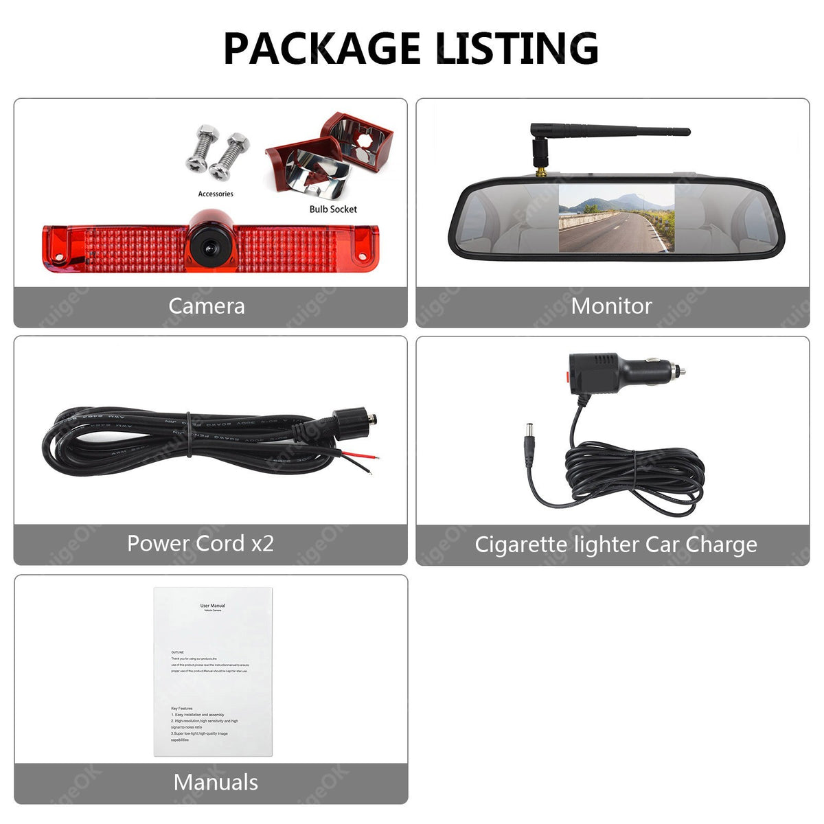 Wireless Brake Light Backup Camera Kit For Chevy Express GMC Savana Van 03-1918