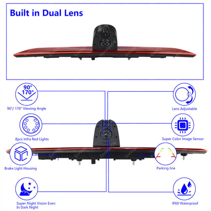 Dual Lens Brake Light Reversing Camera for Maxus eDeliver 9 &7" Dash Monitor Kit7