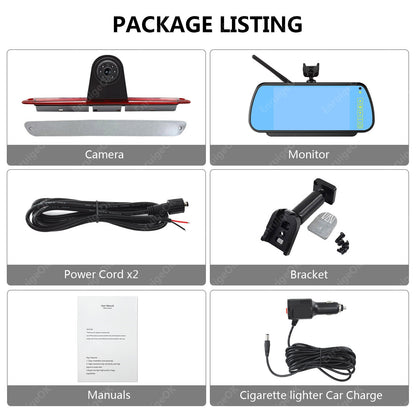 Wireless Brake Light Backup Camera & 7'' Monitor for Mercedes Benz Sprinter Van21