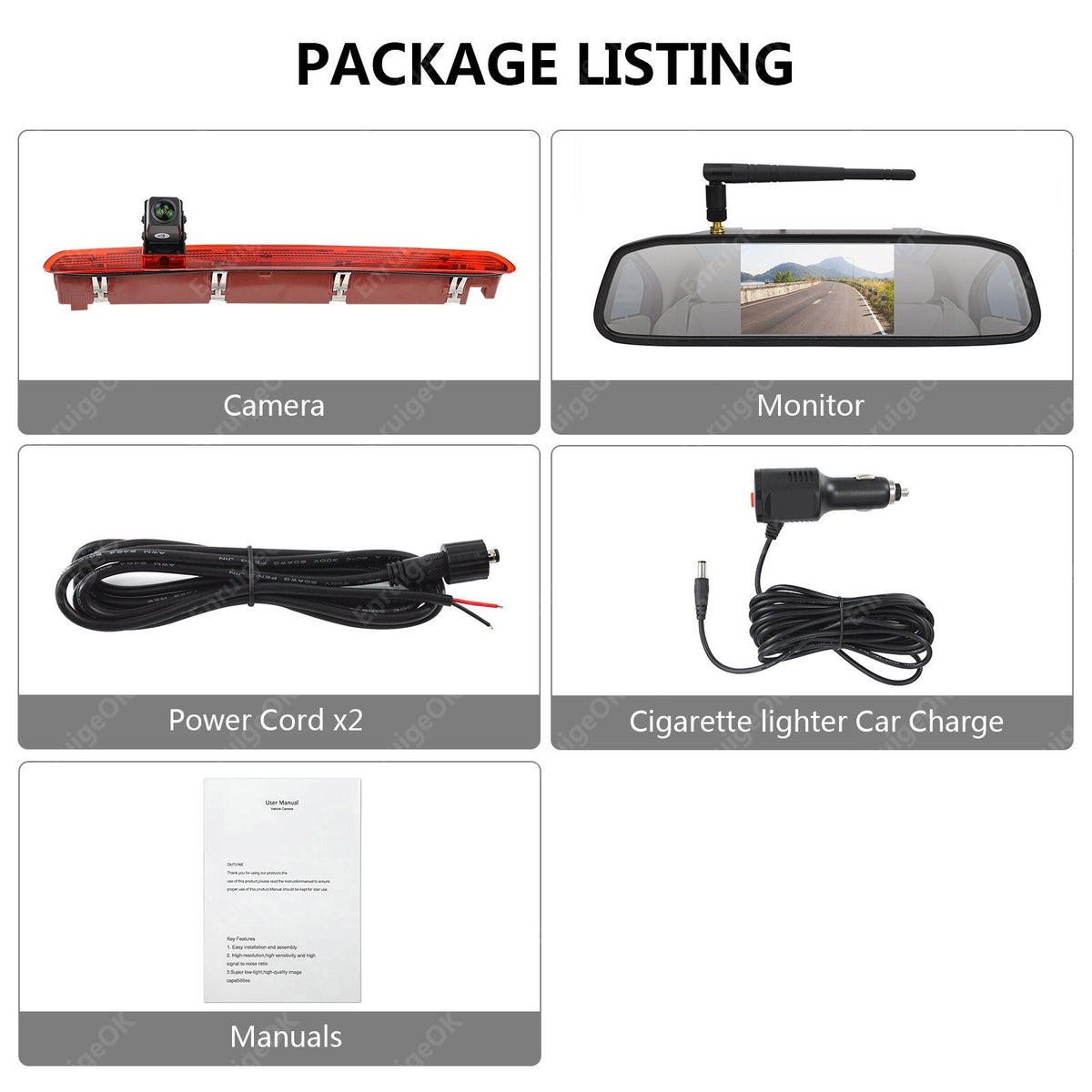 Wireless Kit For VW Transporter Caddy MK4 Reverse Camera Brake Light T6 Tailgate16