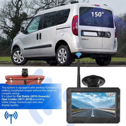 For Fiat Doblo II Opel Combo D Wireless Brake Light Reverse Camera +4.3" Monitor4