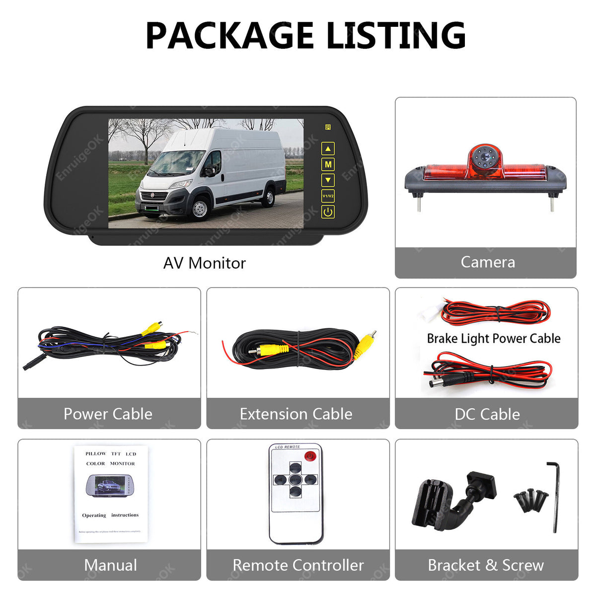 7" Monitor & Rear Brake Light Reversing Camera For Citroen Relay Peugeot Boxer21