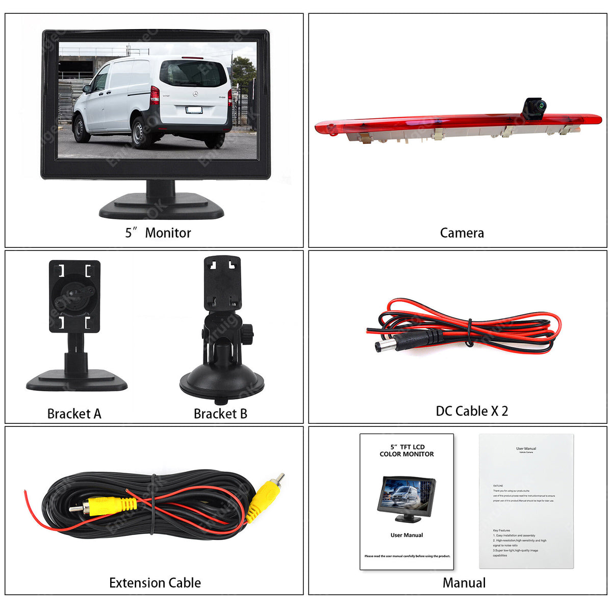 Reverse Camera for Mercedes-Benz Vito W447 Tailgate Brake Light & 5" Monitor8
