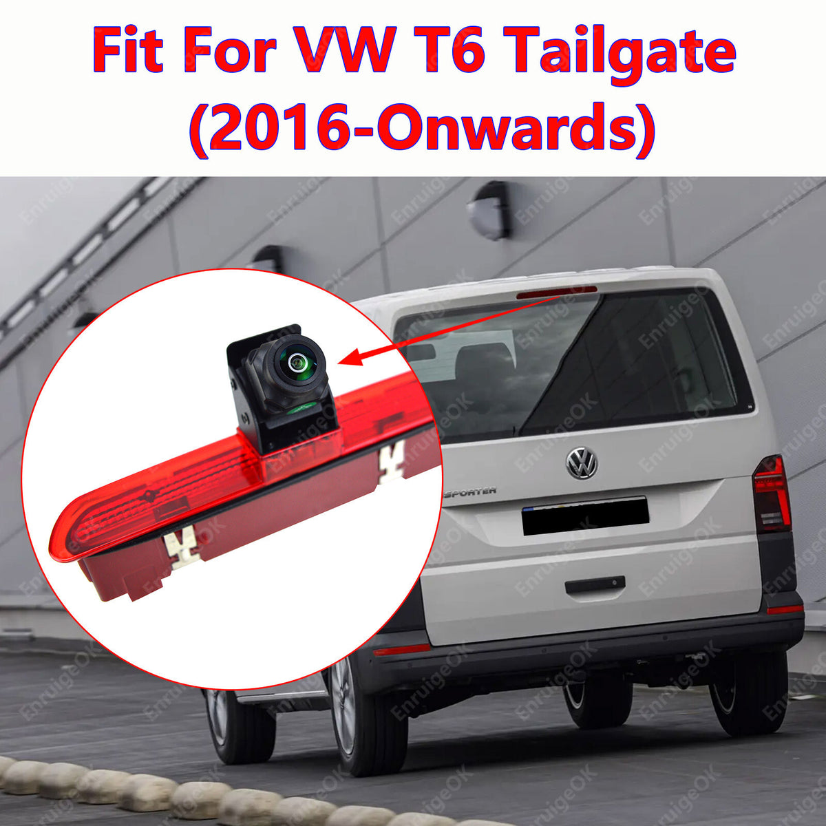 Reverse Camera for VW T6 Transporter Van Tailgate Brake Light & 5" Monitor Kit2