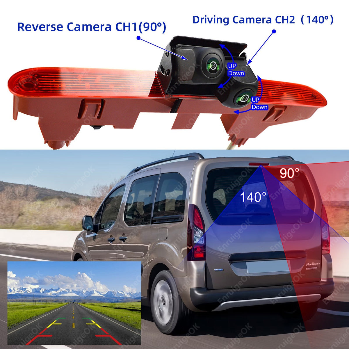 Dual Reversing Camera For Citroen Berlingo Peugeot Partner Mk2 Mk3 6.86" Monitor3