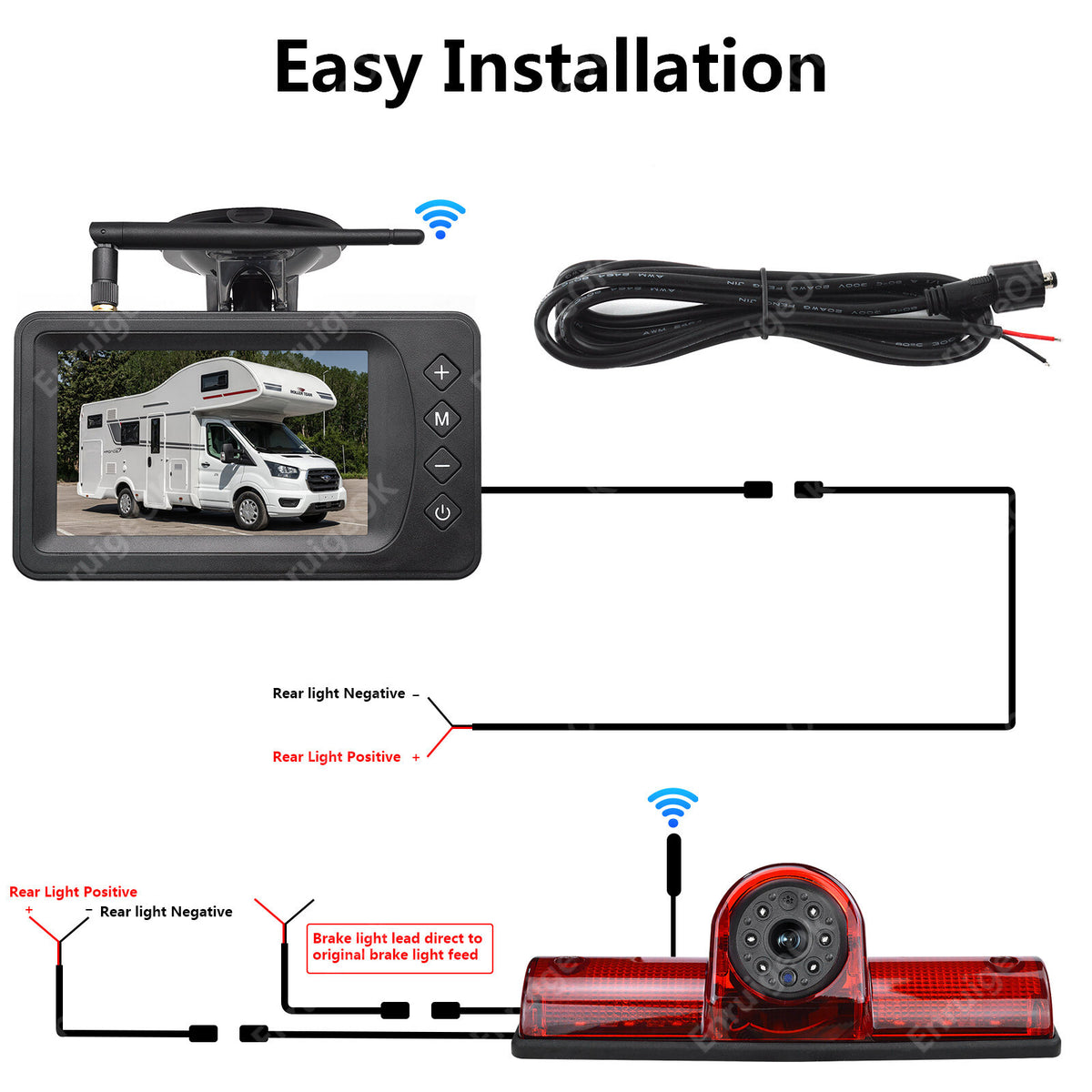 Wireless Universal High Level Brake Light Reverse Camera Kit for Commercial Vans8