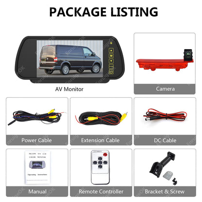 Brake Light Rear View Reversing Camera for VW Transporter T5 & T6 & 7'' Monitor9