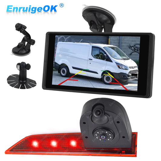 Dual Lens Brake Light Reverse Camera For Ford Transit Custom Van & 9" Monitor0
