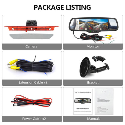 For Ford Transit 2014-On &Dual Split Monitor Rear Brake Light Reverse Camera New1