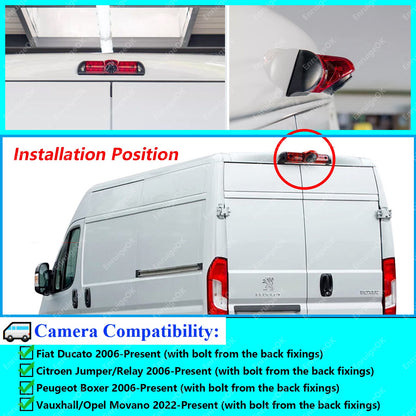 7" Monitor & Rear Brake Light Reversing Camera Kit For Fiat Ducato Citroen Relay3