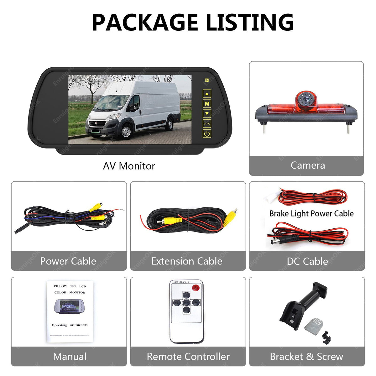 7" Monitor & Rear Brake Light Reversing Camera Kit For Fiat Ducato Citroen Relay21