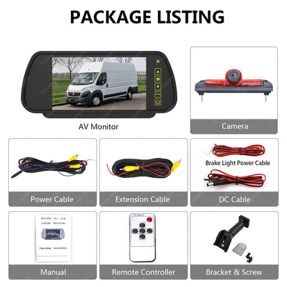 7" Monitor & Rear Brake Light Reversing Camera Kit For Fiat Ducato Citroen Relay21