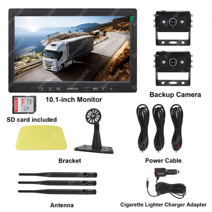 Wireless 10.1" DVR Monitor Split Screen 1080P Rear View Camera BSD For Truck/Bus18