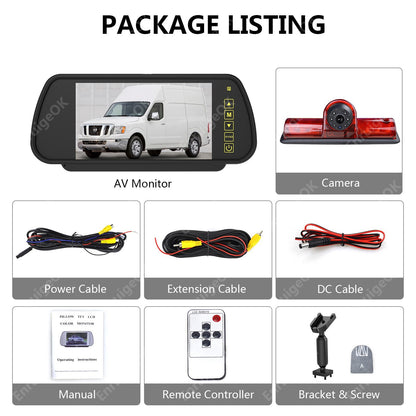 7" Monitor Brake Light Rear View Backup Camera For Nissan NV 1500 2500 35007