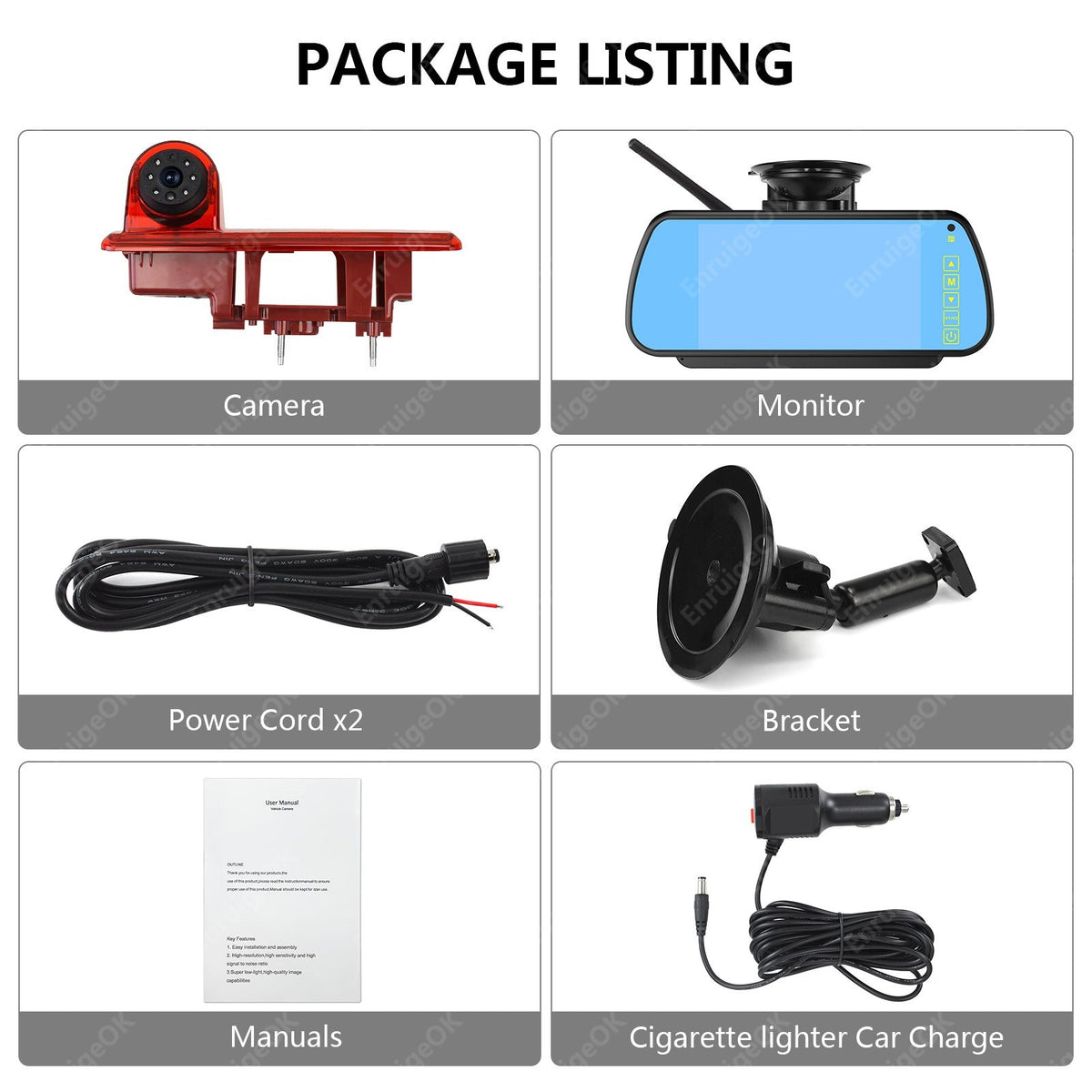 Vauxhall Vivaro Renault Trafic Wireless Rear Brake Light Reversing Camera Kit20