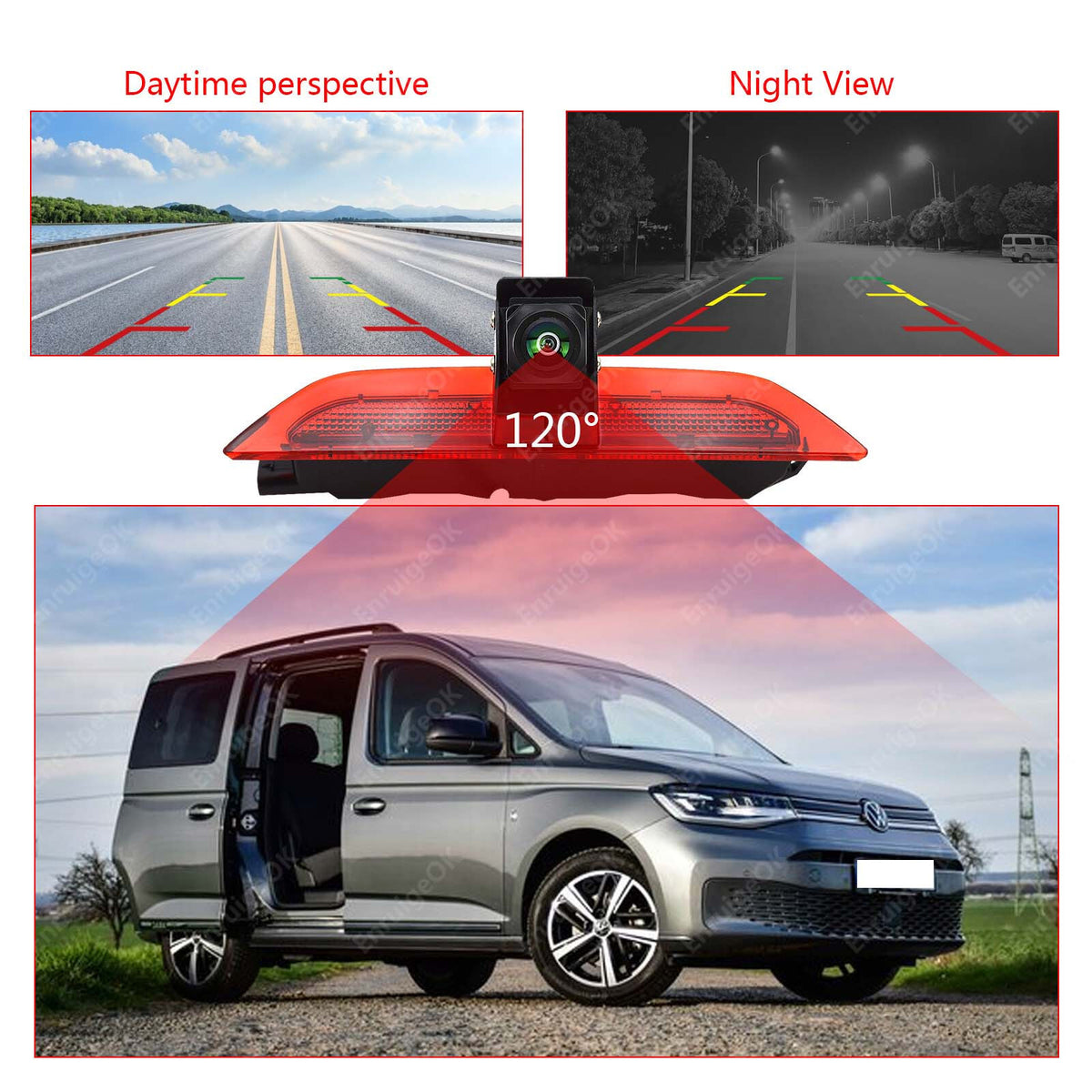 For VW Caddy MK4 Brake Light Reverse Camera (2020-2024) & 7" Mirror Monitor15