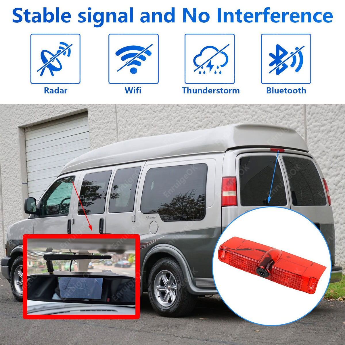 Wireless Brake Light Backup Camera Kit For Chevy Express GMC Savana Van 03-193