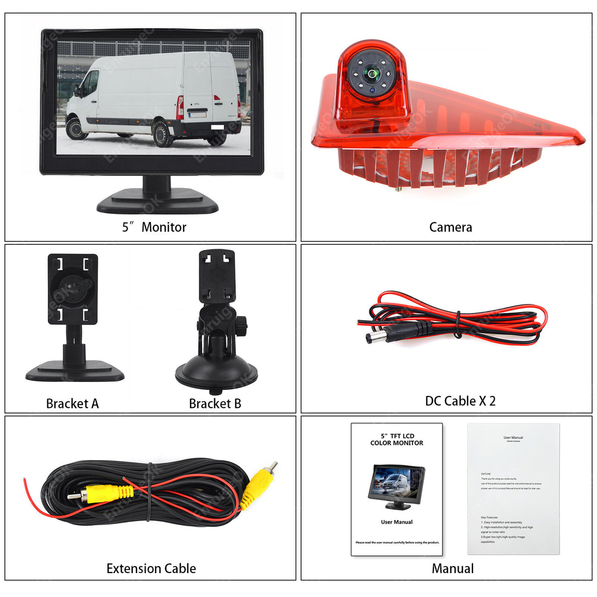 Reverse Camera For Nissan NV400 Opel Movano Renault Master+5" HD Suction Monitor8