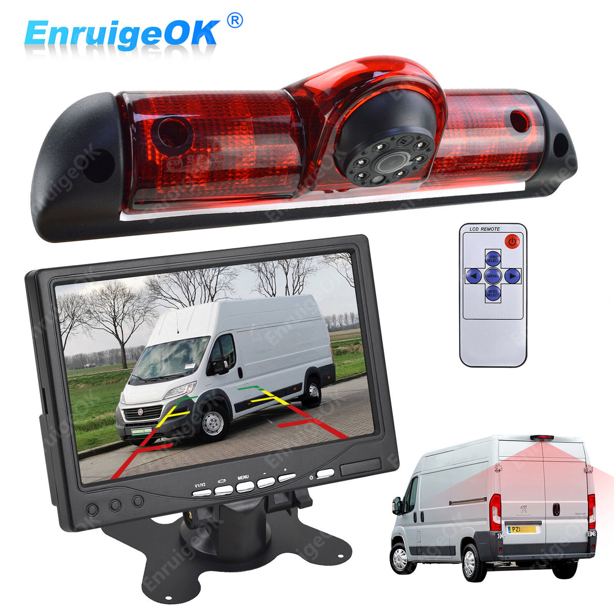 Fiat Ducato Citroen Relay Peugeot Boxer Rear Brake Light Reversing Camera Kit0