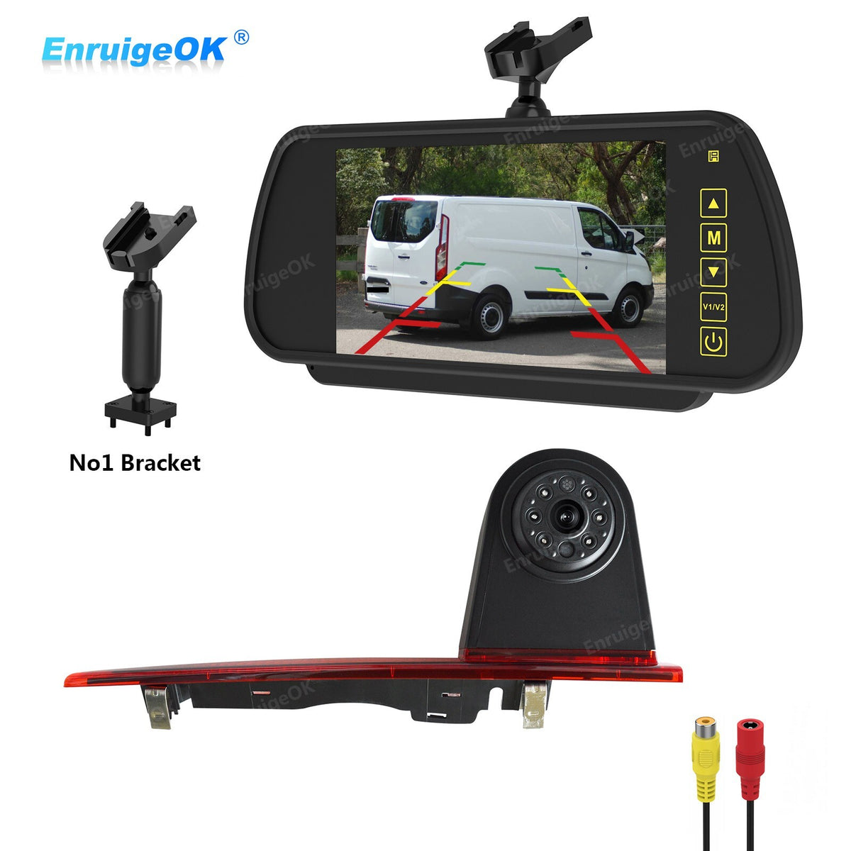 Brake Light Rear View Backup Camera for Ford Transit Custom + 7'' Mirror Monitor0