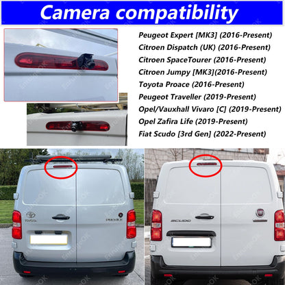Peugeot Expert Rear Brake Light Reversing Camera &6.86" Split Screen Monitor Kit2