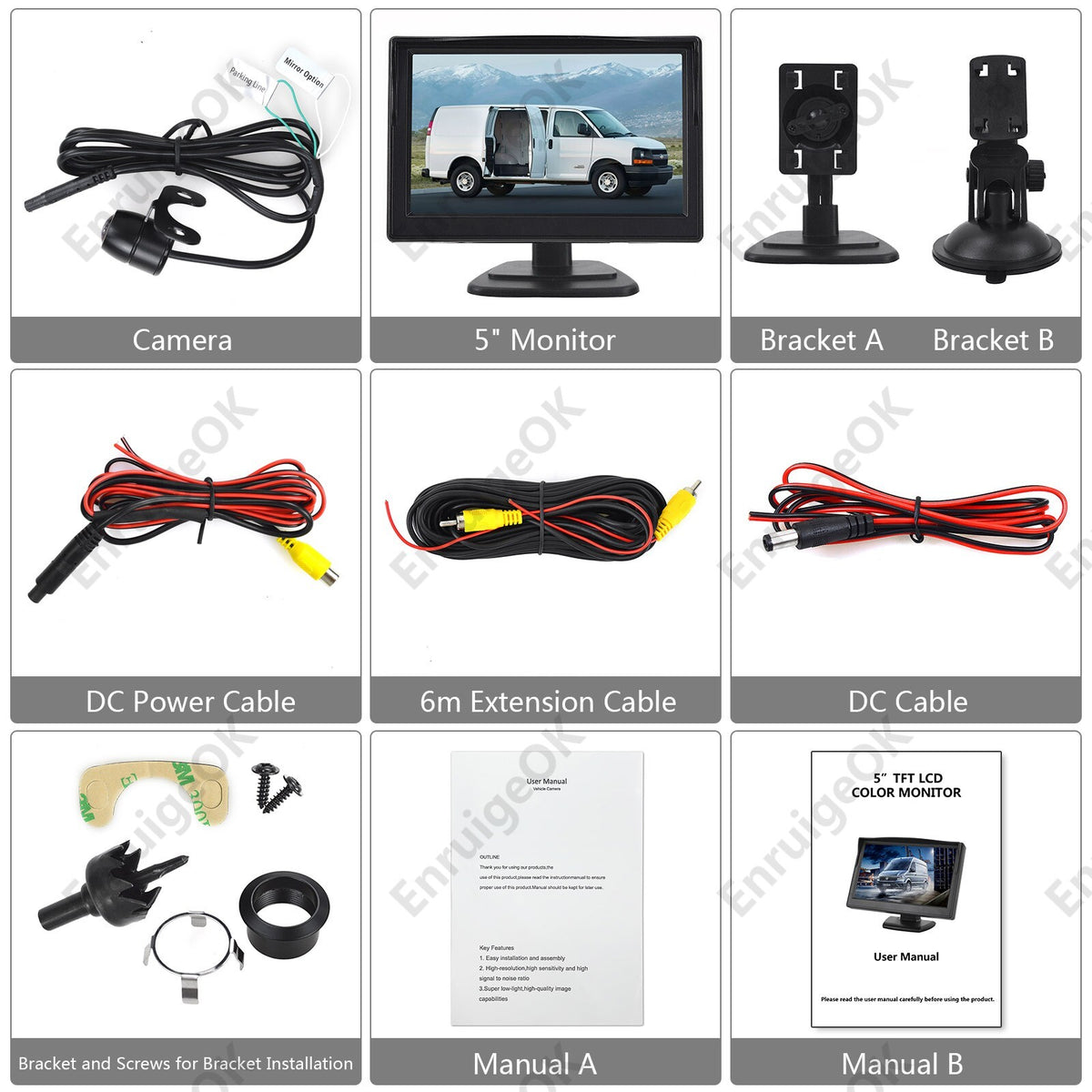 Car Front Rear View Reversing Camera HD Parking Night Vision & 5" Monitor17