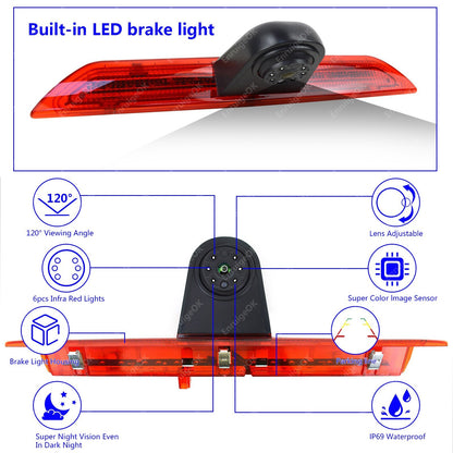 Wireless 3rd Brake Light Backup Reverse Camera For FORD Transit 150 250 3507