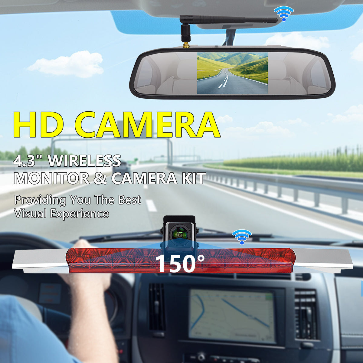 Wireless Rear View Monitor Brake Light Reversing Camera Kit for Motorhomes Van2