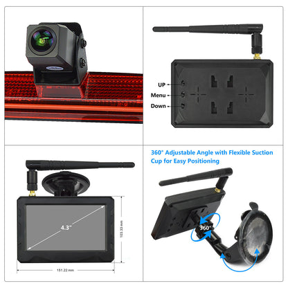 Wireless LED Brake Light Rear View Reversing Camera Kit For IVECO DAILY 6th Gen