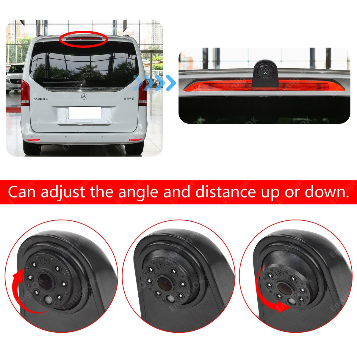 Brake Light Backup Camera for Mercedes-Benz V-Class V260 V260L& 4.3" Monitor Kit6