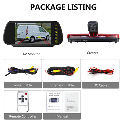 Brake Light Reverse Camera For Ford Transit Connect Van + 7" Mirror Monitor Kit20