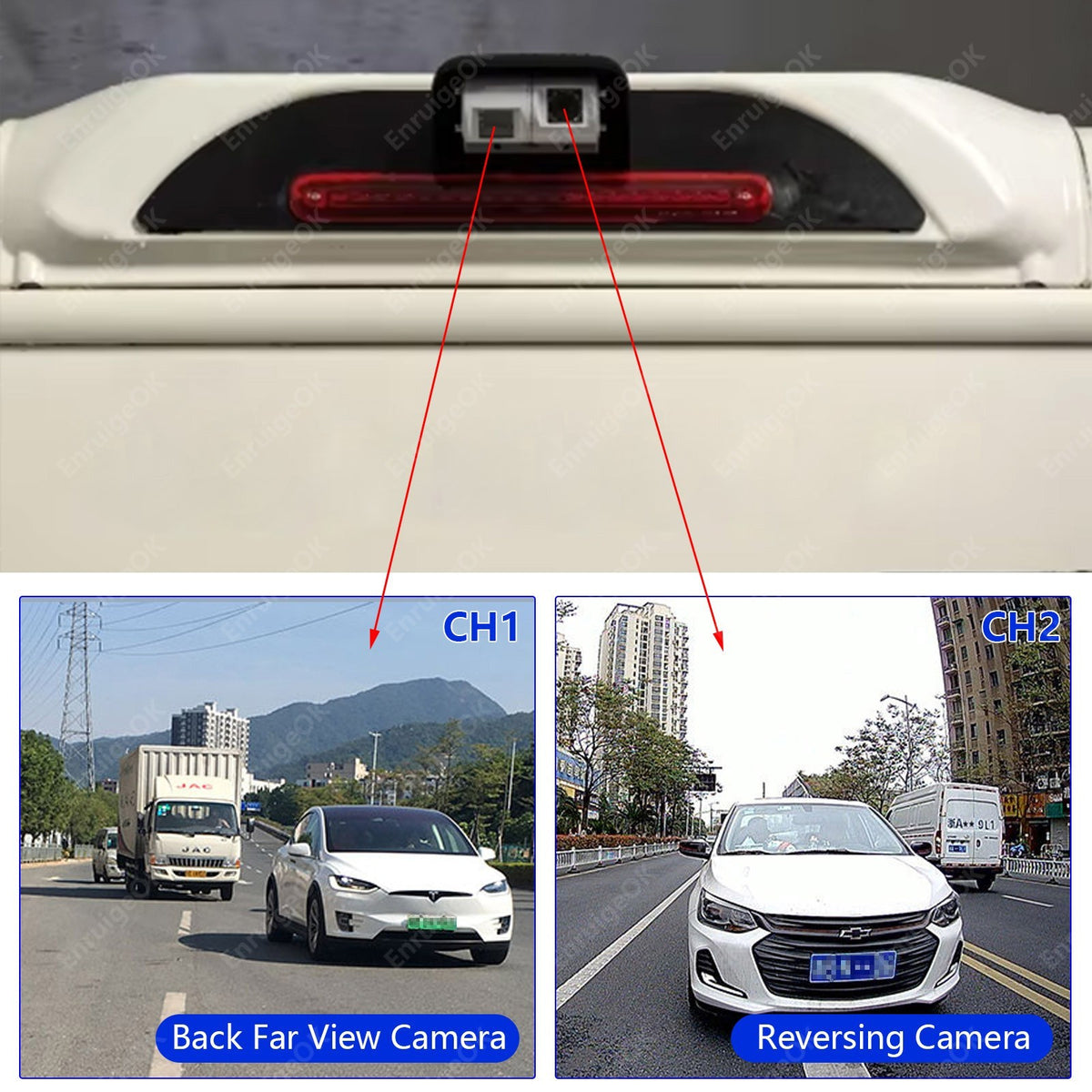 Motorhome Van Twin Reversing Camera&DVR 6.86" Dual Split Rear View Monitor White4