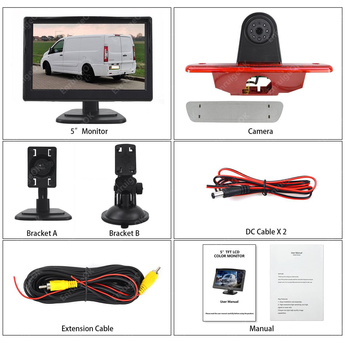 Peugeot Expert Van 2007-2016 Rear Brake Light Reversing Camera & 5" Monitor8