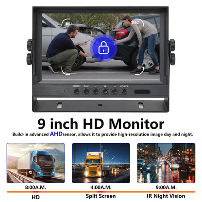 Quad 9'' DVR Monitor +4*4CH Reversing Camera &BSD Blind Spot Radar For BUS Truck1