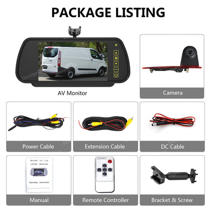 Brake Light Rear View Backup Camera for Ford Transit Custom + 7'' Mirror Monitor8