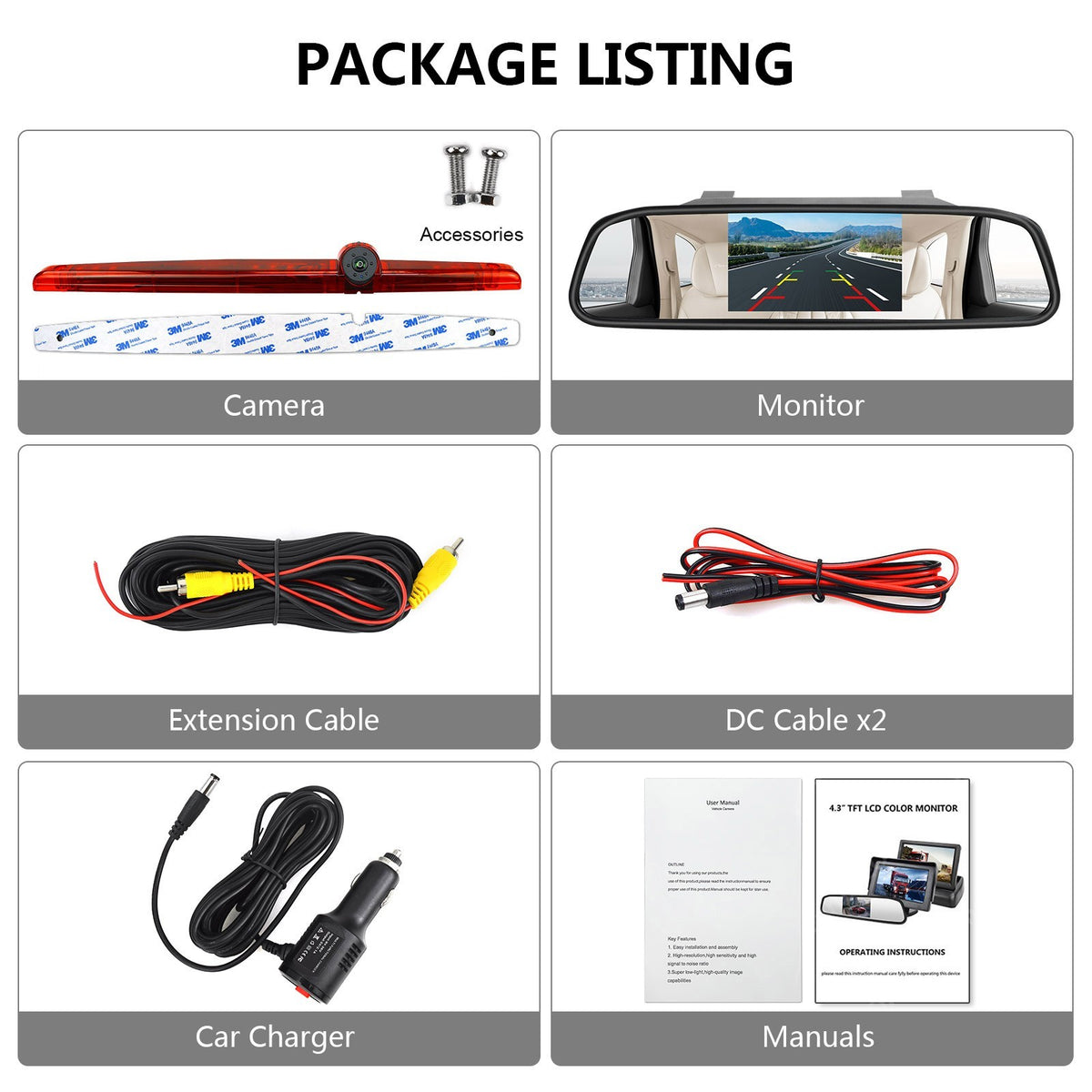 High Roof 3rd Brake Light Backup Camera Kit for Coachmen Class C RVs Motorhome16