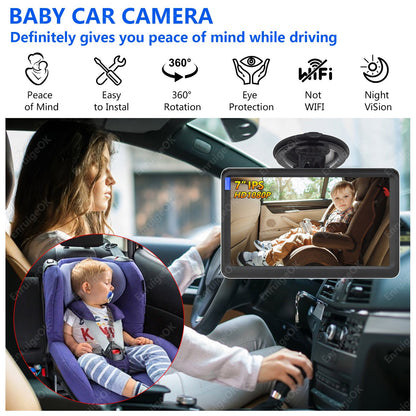 7" Baby Car Camera for Rear-Facing Seat Easy Install Plug-Play 360° Rotating1