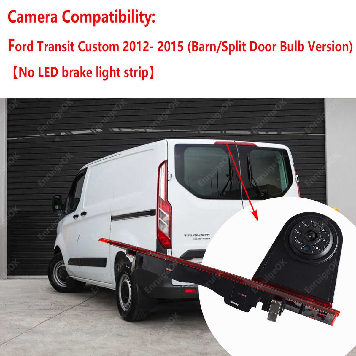 7" Monitor Door Brake Light IR Rear View Reverse Camera For Ford Transit Custom1