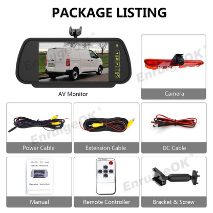 7" Monitor Rear Brake Light Reversing Camera for Peugeot Expert Toyota ProAce6
