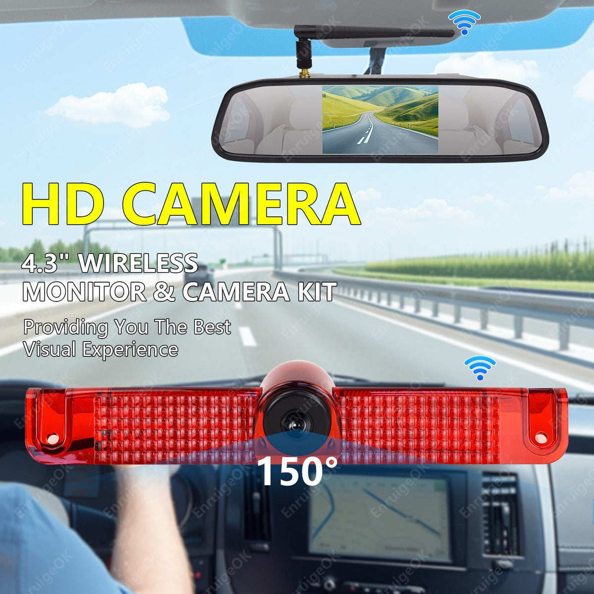 Wireless Brake Light Backup Camera Kit For Chevy Express GMC Savana Van 03-192